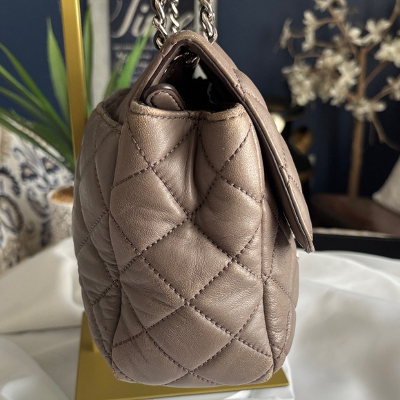 Michael Kors Quilted Chain-Strap Shoulder Bag in Taupe Brown - Picture 5 of 17